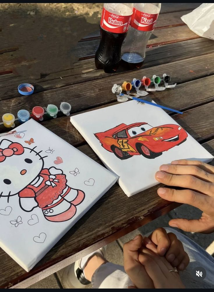 Two colorful paintings from a creative project